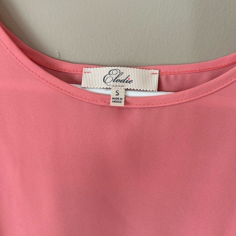 Elodie Bubble Gum Pink Racer Back Tank Top Embroidered sleeves size Small - Picture 4 of 6